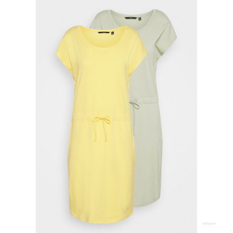 Vero Moda Tall VMAPRIL SHORT DRESS 2 PACK Jersey dress desert sage/cornsilk/light green