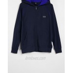 BOSS Bodywear logo zip thru hoodie in navy