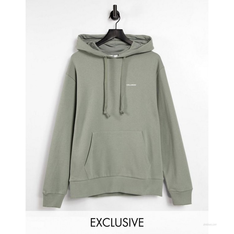 COLLUSION hoodie with logo print in grey