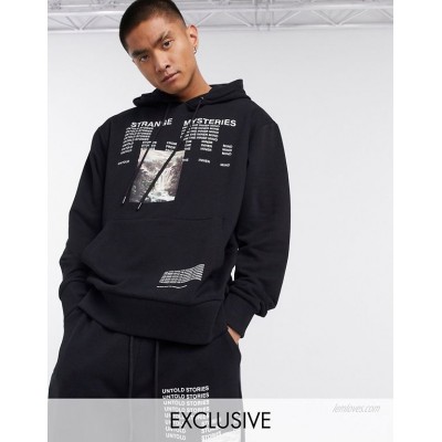 COLLUSION hoodie with text print in black co-ord  