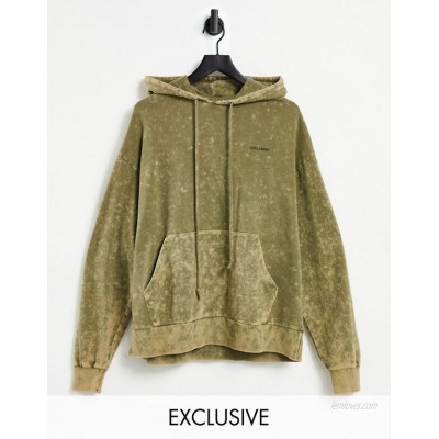 COLLUSION Unisex oversized hoodie in khaki stone wash co-ord  