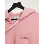 COLLUSION Unisex oversized hoodie with logo print in dusty pink