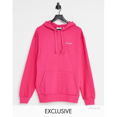 COLLUSION Unisex oversized logo hoodie in hot pink  