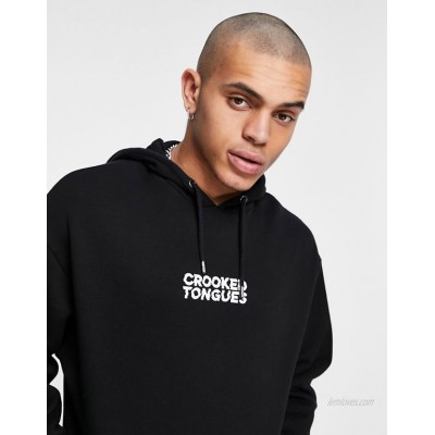 Crooked Tongues hoodie with logo print in black  