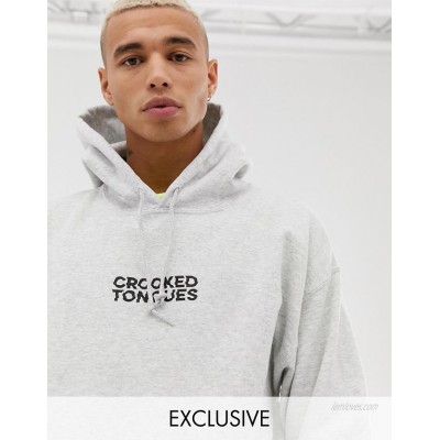 Crooked Tongues hoodie with logo print in grey  