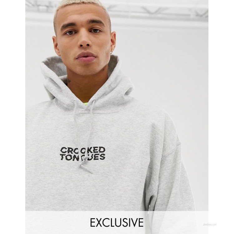 Crooked Tongues hoodie with logo print in grey