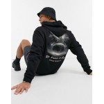 Dark Future oversized hoodie with back planel graphic logo print in black