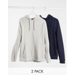DESIGN organic hoodie 2 pack in navy / light grey
