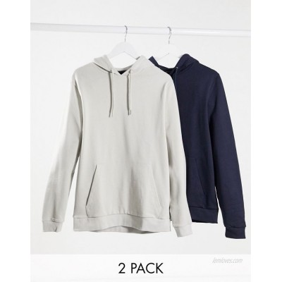  DESIGN organic hoodie 2 pack in navy / light grey  