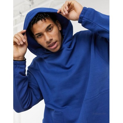  DESIGN oversized hoodie with square pockets in dark blue  