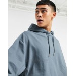 DESIGN oversized longer length hoodie in grey