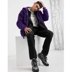 DESIGN oversized zip up hoodie in bright purple teddy borg