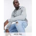 DESIGN Tall organic zip up hoodie in grey marl