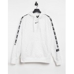 Nike Repeat Pack all over logo print taping hoodie in white