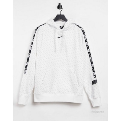 Nike Repeat Pack all over logo print taping hoodie in white  