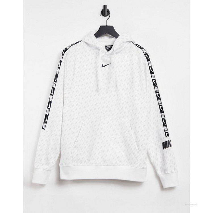 Nike Repeat Pack all over logo print taping hoodie in white