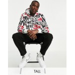 Nike Tall Club all over text logo hoodie in white