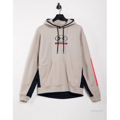 Under Armour Training logo hoodie in stone  