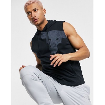 Under Armour Training x Project Rock terry sleeveless hoodie with print in grey  