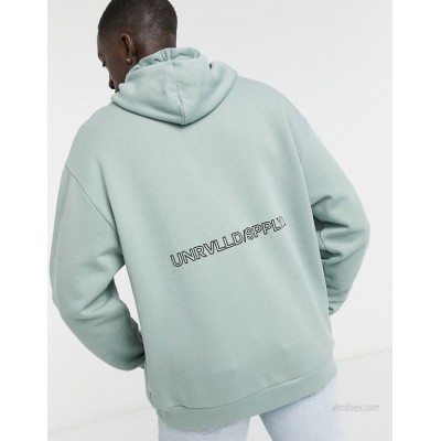  Unrvlld Spply oversized hoodie in green with back logo  