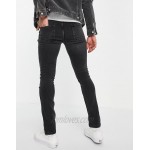 Topman organic cotton rip and repair skinny jeans in washed black