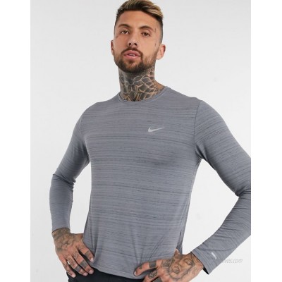 Nike Running Essentials miler long sleeve top in grey  