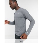 Nike Running Tall Essentials Miler long sleeve top in grey