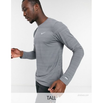 Nike Running Tall Essentials Miler long sleeve top in grey  