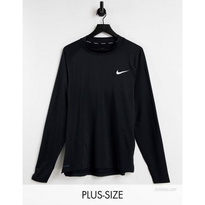 Nike Training Plus mock long sleeve tight top in black  
