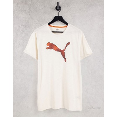 Puma Training logo t-shirt in cream and orange  
