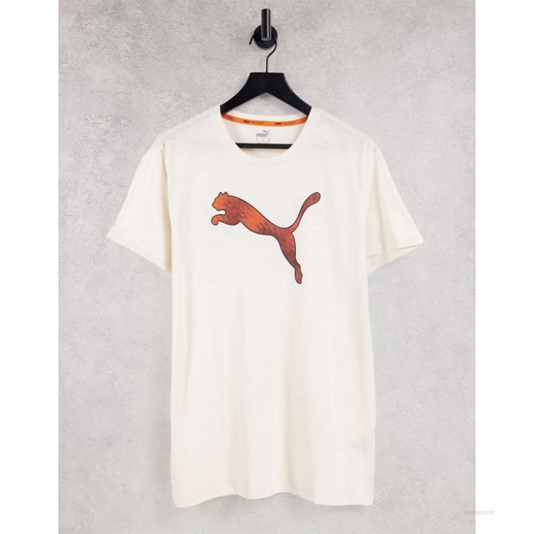 Puma Training logo t-shirt in cream and orange