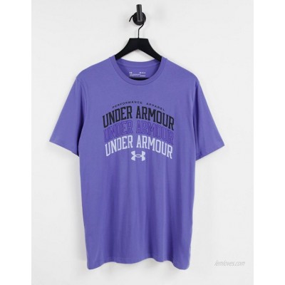Under Armour Training Collegiate multi logo t-shirt in blue  
