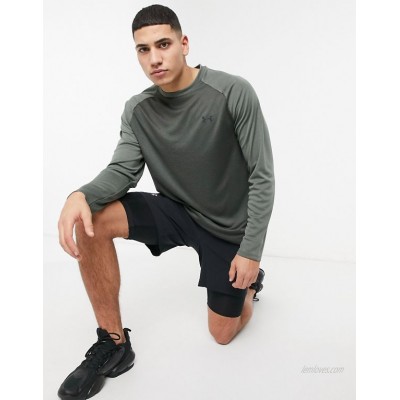 Under Armour Training textured long sleeve t-shirt in green  
