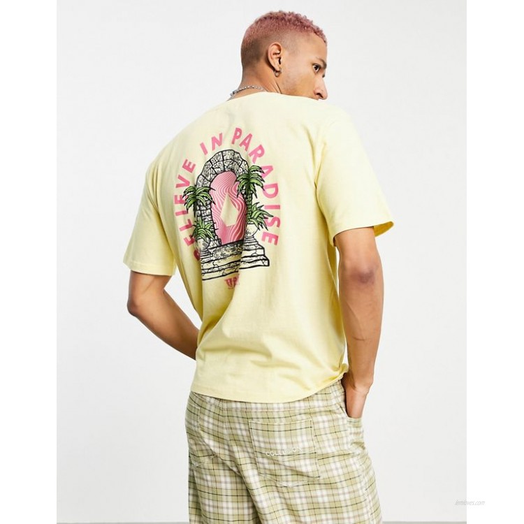 Volcom Believe in Paradise LSE back print t-shirt in yellow