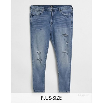 River Island Big & Tall spray on jeans in blue  