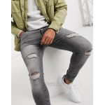 River Island spray on ripped jeans in grey