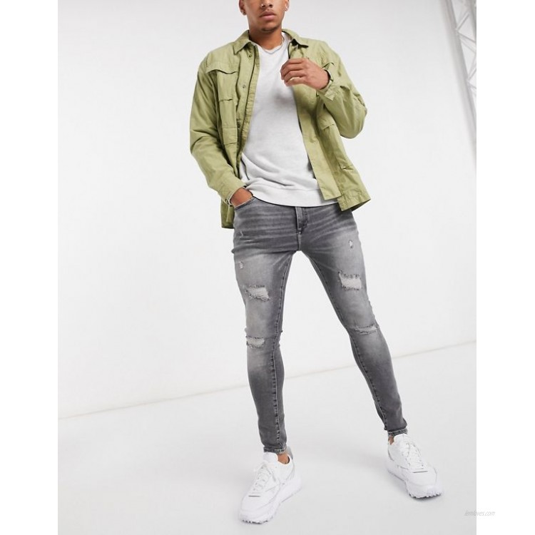River Island spray on ripped jeans in grey