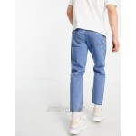DESIGN classic rigid jeans in flat mid blue with knee rips
