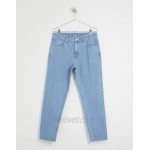 DESIGN classic rigid jeans in light wash blue with raw hem