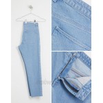 DESIGN classic rigid jeans in light wash blue with raw hem