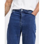 DESIGN dad jeans in flat dark wash blue