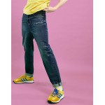 DESIGN straight crop jeans in dark blue Japanese wash