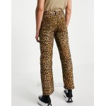 Jaded London skate jeans in woven leopard design