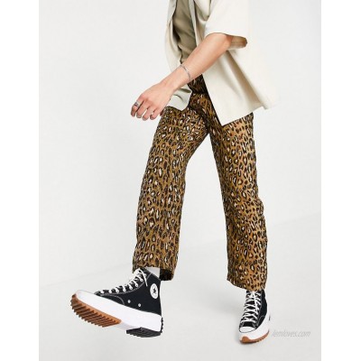 Jaded London skate jeans in woven leopard design  