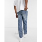 Jaded London skate jeans with pulled texture in blue