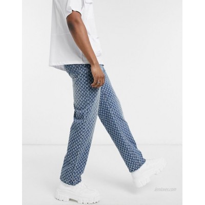 Jaded London skate jeans with pulled texture in blue  