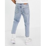 Pull&Bear relaxed fit jeans in blue with rips