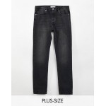 Topman big straight leg jeans in washed black