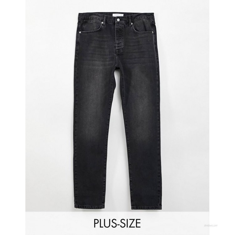 Topman big straight leg jeans in washed black
