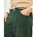 DESIGN relaxed tapered corduroy jeans in dark green
